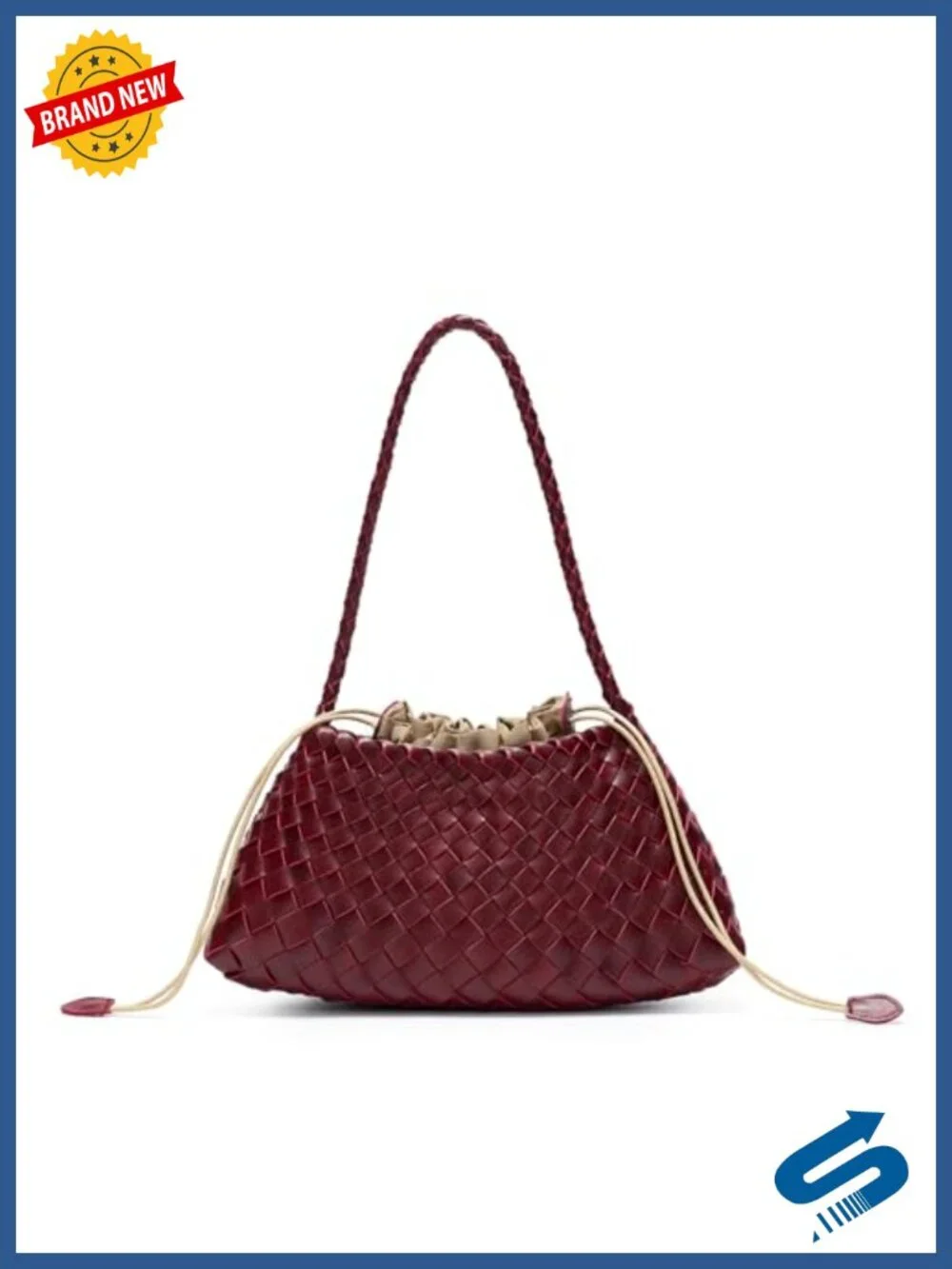 Small Woven Purse for Women Vegan Leather Underarm Shoulder Hobo Handbag